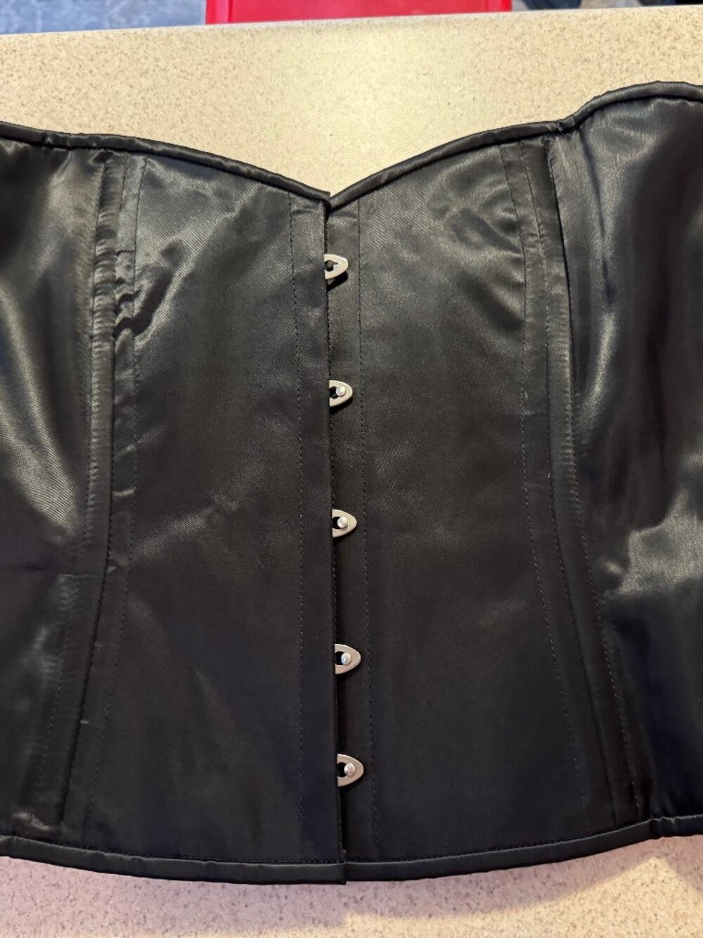 Orchard Corset, Overbust, black satin, 34